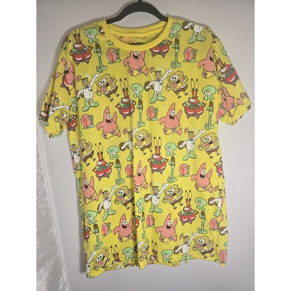 Nickelodeon SpongeBob SquarePants All Over Print Yellow T-Shirt Men’s L Patrick - Picture 3 of 9